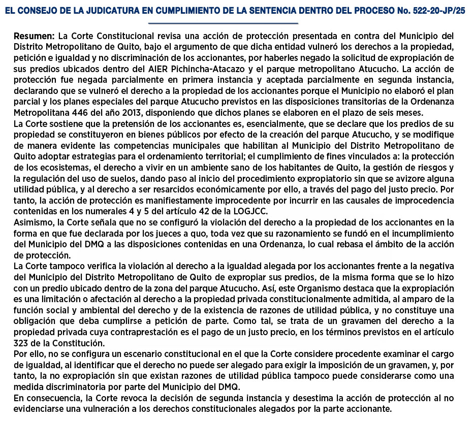 Sentencias Corte Constitucional – Consejo de la Judicatura